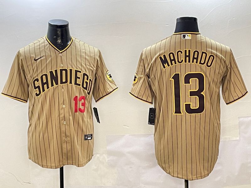 Men San Diego Padres 13 Machado Brown Stripe Game 2025 Nike MLB Jersey style 4
